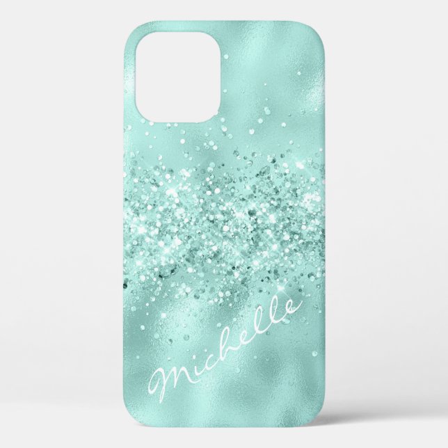 Glam Aqua Blue Foil Confetti  Case-Mate iPhone Case (Back)
