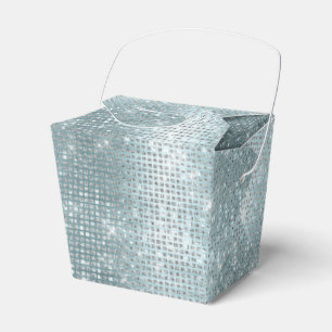 Glam Aqua Glitzy Silver Sparkle Favor Box