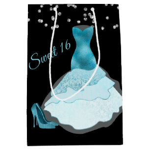 Glam Aqua Gown Sweet 16 Gift Bag
