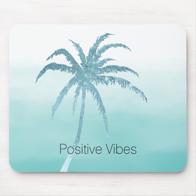 Glam Aqua Tropical Palm Tree Ombre     Mouse Pad (Front)