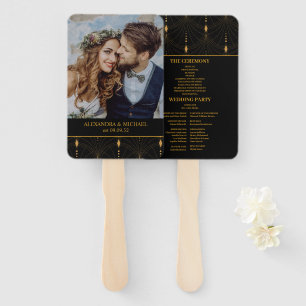 Glam Art Deco Black Gatsby 1920s Style Wedding Hand Fan