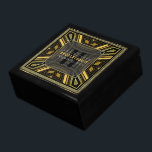 Glam Art Deco Black Gold Wedding Anniversary Box<br><div class="desc">Art Deco inspired design with Gatsby, roaring 20s with glam and R&B fusion flavour. With customizable text and monogram, combined with a very stylish glitter gold and black geometric design. Sleek and elegant custom Wedding, Anniversary or engagement present. Personalize with names, anniversary date and monogram or numbers - made into...</div>