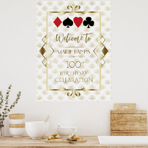 Glam Art Deco Casino Poker Affiche de bienvenue d'