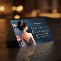 Glam Ball Gown Spark Dark Navy Blue Quinceanera