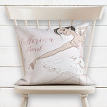 Glam Ballerina at Heart Quote Blush Pink Glitter Throw Pillow<br><div class="desc">Pretty pillow for a dancer,  this design features a beautiful glam glitter ballerina with the quote "Ballerina at heart" in pretty sparkly pink ribbon script typography. Copyright Anastasia Designs,  all rights reserved.</div>