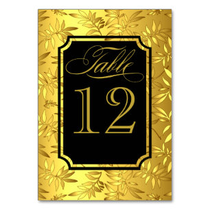 Glam Bamboo Leaves Gold Foil Table Numbers   gold