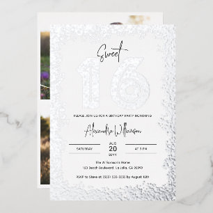 Glam Birthday Party Silver Glitter Photo Sweet 16