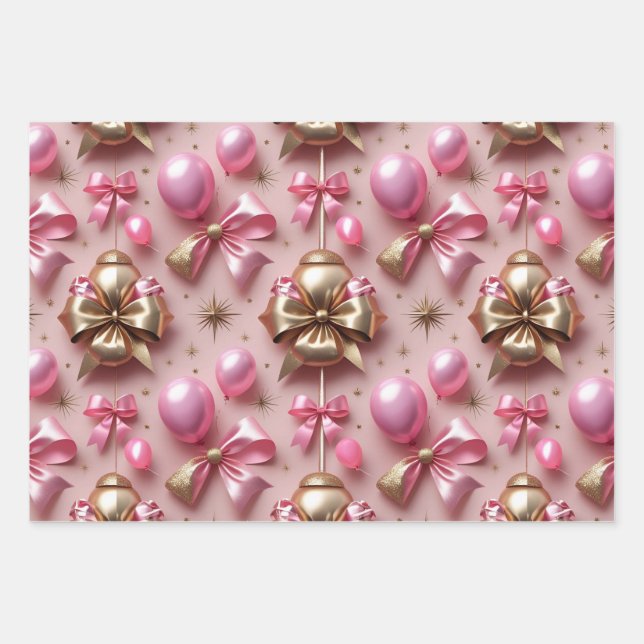 Glam Birthday Pattern Wrapping Paper Sheet (Front)