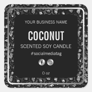 Glam Black And Silver Leopard Print Product Labels