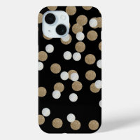 glam black and white dots champagne gold confetti