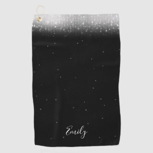 Glam Black and White Personalized Golf Towel
