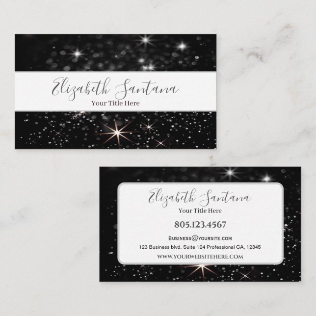 Glam Black Business Card (Front/Back)