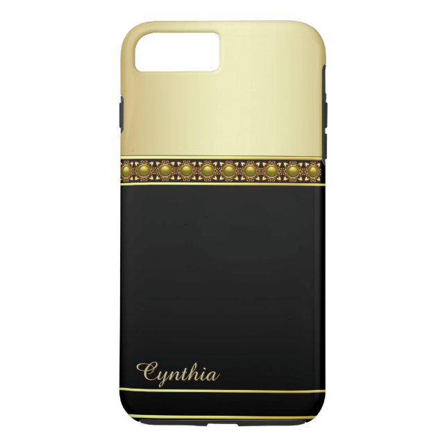 Glam Black et Gold Tone iPhone 7 Plus Coque (Dos)