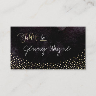 Glam black faux gold glitter place cards