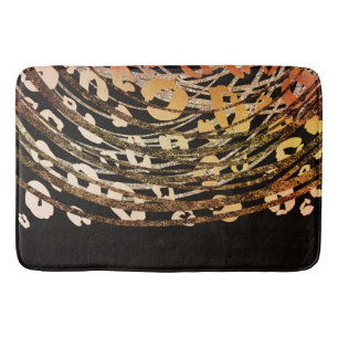 Glam Black Gold Bronze Cheetah Leopard Print Chic Bath Mat