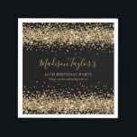 Glam Black Gold Glitter Sparkle Confetti Birthday Napkin<br><div class="desc">Modern Glam Black Gold Glitter Sparkle Confetti Birthday Napkins</div>