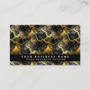 Glam Black & Gold Marble Business Cards