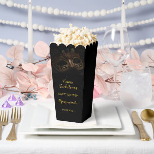Glam Black & Gold Masquerade Birthday Party Favor Box