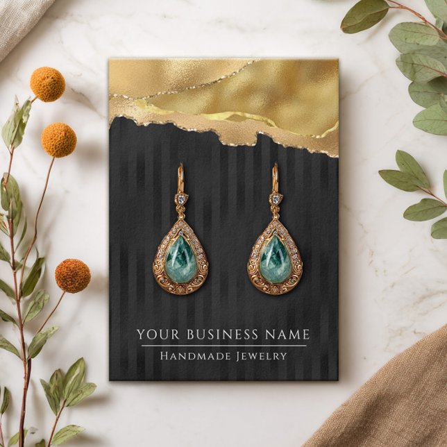 Glam Black Gold Stripes Earring Display Cards (Creator Uploaded)
