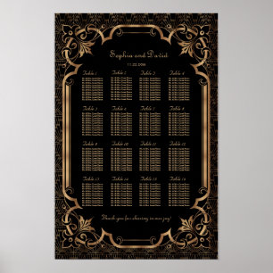 Glam Black Great Gatsby Art Deco 20s Seating Chart
