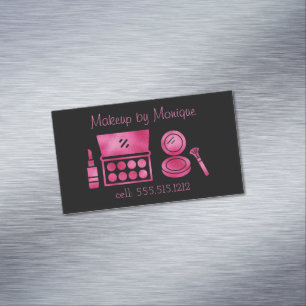 Glam Black & Hot Pink Makeup Artist Magnetic Business Card