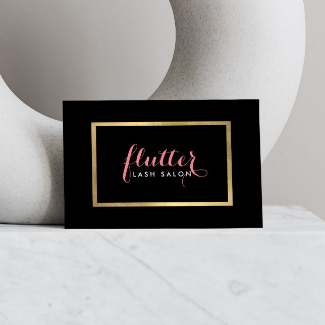 Glam Black Pink Gold Lash Salon Business Card (Creator Uploaded)