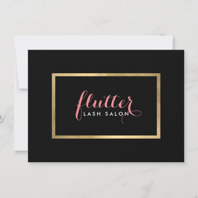 Glam Black Pink Gold Lash Salon Gift Certificate (Front)