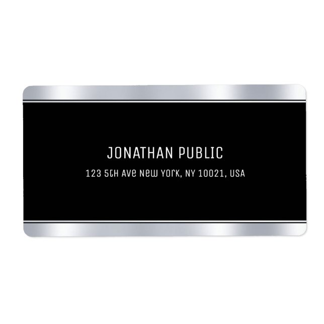 Glam Black Silver Elegant Modèle Modern Shipping (Devant)