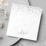 Glam Black Silver Glitter Monogram Name Notepad<br><div class="desc">Glam Black Silver Glitter Elegant Monogram Notepad. Easily personalize this trendy chic notepad design featuring elegant silver sparkling glitter on a black background. The design features your handwritten script monogram with pretty swirls and name.</div>