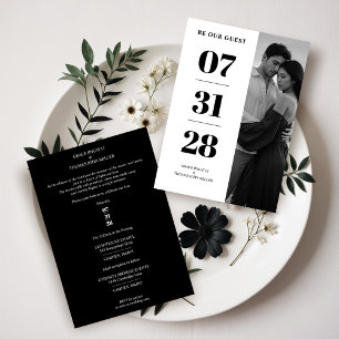 Glam Black & White Enchanting Delicate Minimal Invitation