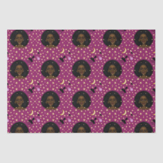 Glam Black Woman Afro Hair pic lipstick pink moon Tissue Paper