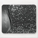 Glam Bling Personalized Glitter Calligraphy Blue   Mouse Pad<br><div class="desc">This design does not contain actual glitter or sequins. It may be personalized in the area provided by changing the photo and/or text. Or it can be customized by clicking Personalize this Template and then choosing the click to customize further option and delete or change the colour of the background,...</div>