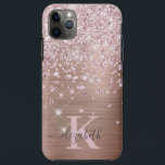 Glam Bling Rose Gold Diamond Confetti Monogrammed iPhone 11 Pro Max Case<br><div class="desc">Elegant,  Glam,  Girly Shiny faux rose gold diamond confetti iphone case. Features a faux rose gold brushed metal background,  dotted with pink rose gold and white diamonds confetti. Personalize with your name and monogram initial. Please note: this design is a printed photo effect with no real glitter and jewel.</div>