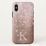 Glam Bling Rose Gold Diamond Confetti Monogrammed iPhone XS Case<br><div class="desc">Elegant,  Glam,  Girly Shiny faux rose gold diamond confetti iphone case. Features a faux rose gold brushed metal background,  dotted with pink rose gold and white diamonds confetti. Personalize with your name and monogram initial. Please note: this design is a printed photo effect with no real glitter and jewel.</div>