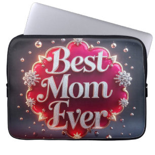 Glam Bling Silver Gold Best Mom Ever Laptop Sleeve