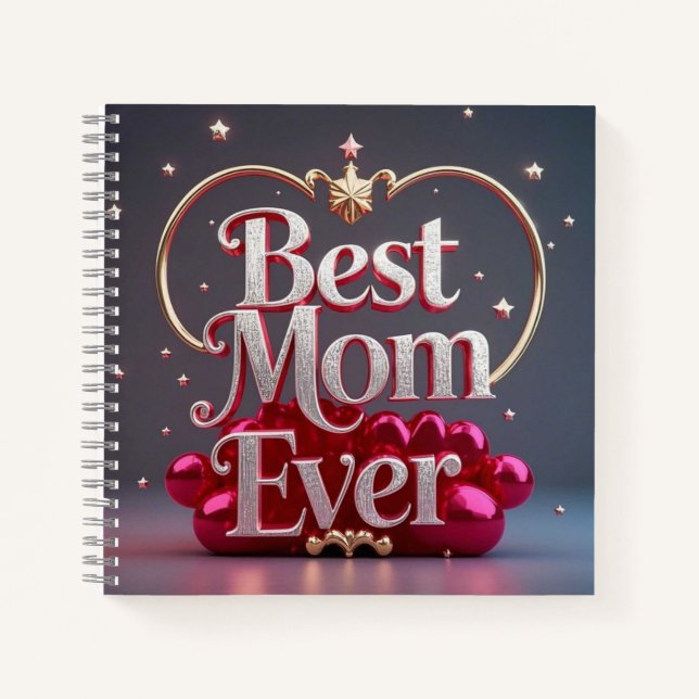 Glam Bling Silver Gold Best Mom Ever  Notebook (Front)