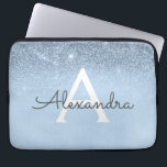Glam Blue Glitter and Sparkle Chic Monogrammed Laptop Sleeve<br><div class="desc">Baby Blue Ombre Faux Glitter and Sparkle Modern and Elegant Monogram Case. This case can be customized to include your initial and first name.</div>