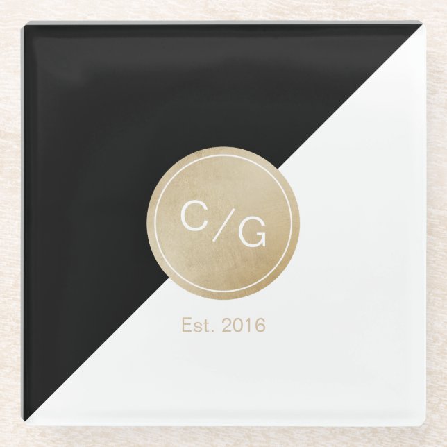 Glam blush faux glitter rose gold calligraphy love glass coaster (Front)