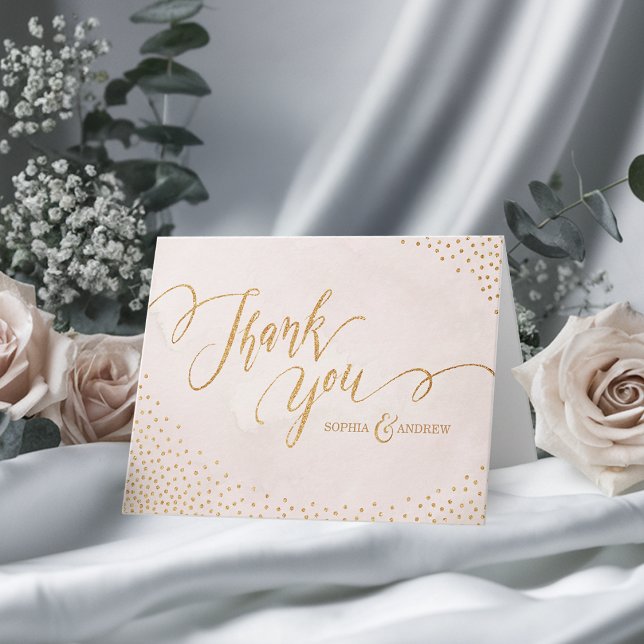 Glam blush glitter rose gold calligraphy thank you (Glam blush glitter rose gold calligraphy thank you)