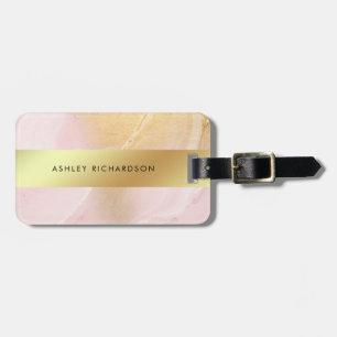 Glam Blush Pink and Faux Gold Luggage Tag