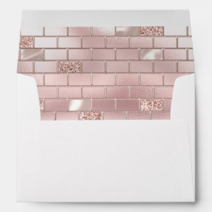 Glam Blush Pink Bricks Bridal Shower  Envelope