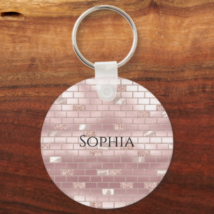 Glam Blush Pink Bricks  Keychain