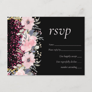 Glam Blush Pink Floral Modern Wedding Stationery Postcard