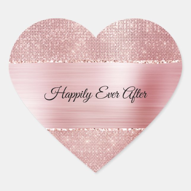 Glam Blush Pink Glitz Sparkle Heart Sticker (Front)