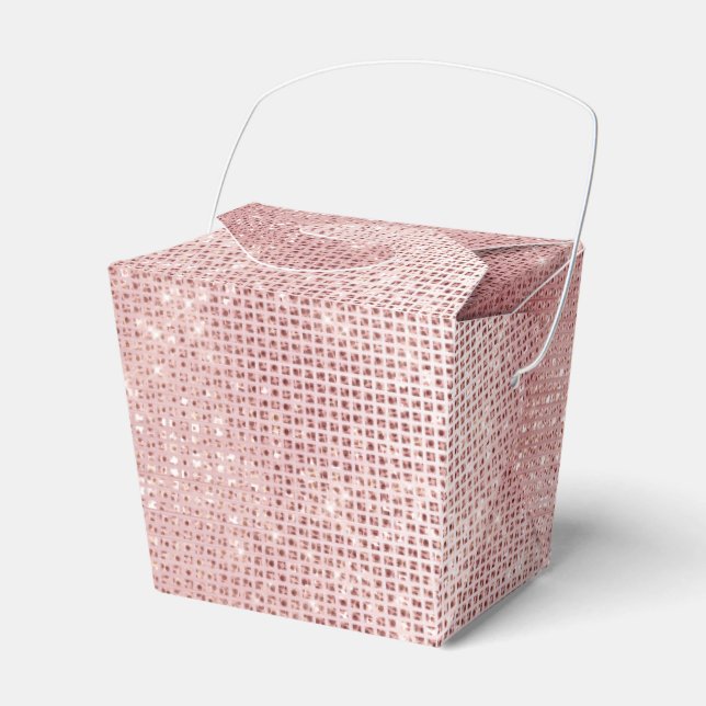 Glam Blush Pink Glitzy Sparkle Celebrate Favor Box (Front Side)