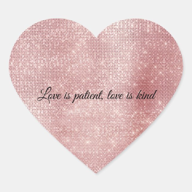Glam Blush Pink Glitzy Sparkle Heart Sticker (Front)