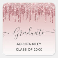 Glam Blush Pink Gold Dripping Glitter Graduation