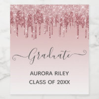 Glam Blush Pink Gold Dripping Glitter Graduation