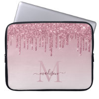 Glam Blush Pink Rose Gold Glitter Sparkle Monogram