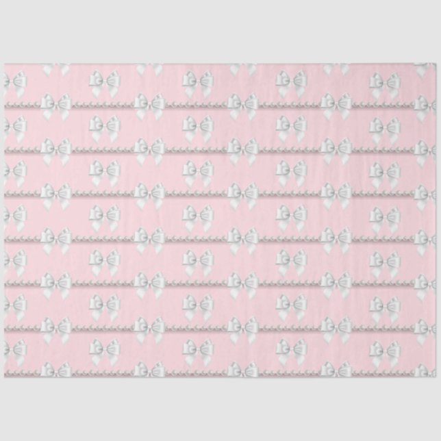 Glam Blush Pink Tiffany Pearls Theme 30th Birthday Tissue Paper (Front)
